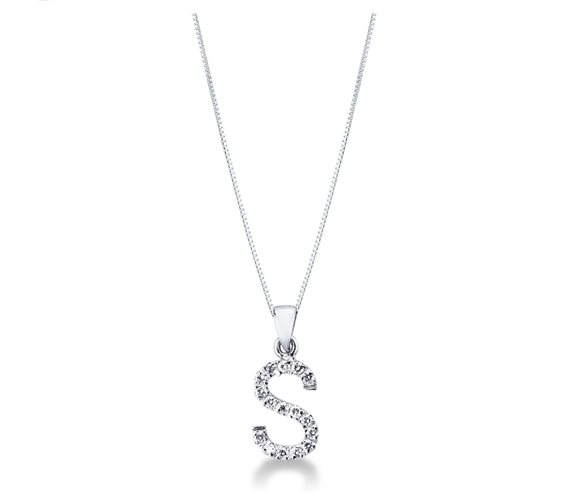 Collana Promesse Donna in Oro bianco Diamante 0.06 Ct LETTERS1 - LETTERS1